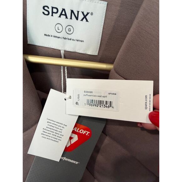 SPANX AirEssentials Puffsentials Vest Smoke Shawl Collar Pockets Size Large NWT - Picture 7 of 10